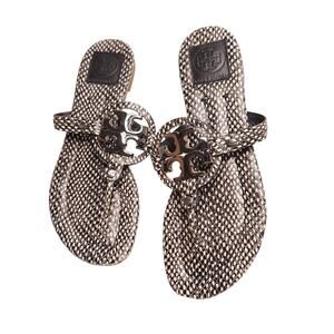 TORY BURCH MILLER NEW FLATS SHOES SANDALS LEATHER LOGO 8.5M